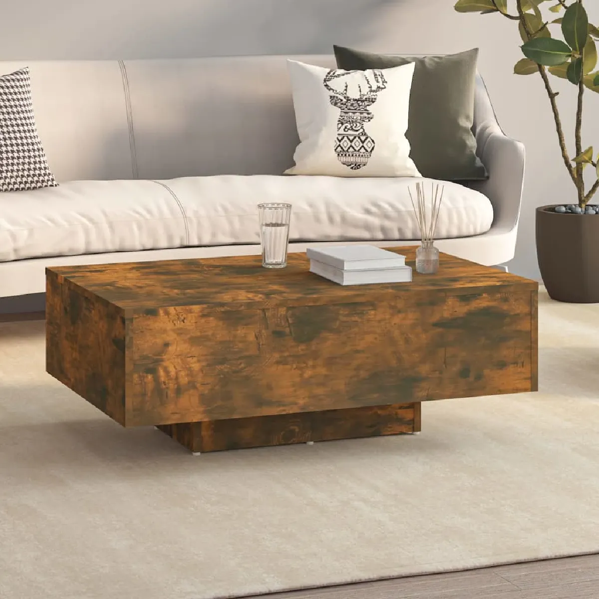 vidaXL Table basse Chêne Fumé - vue 8