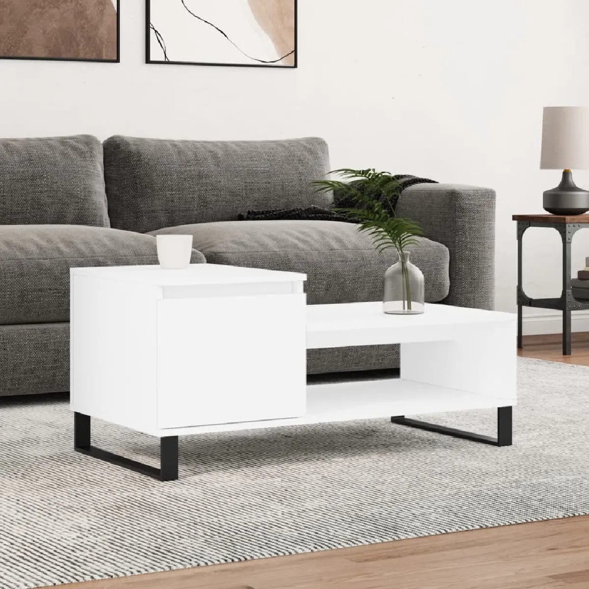 vidaXL Table basse - Blanc 100x50x45 cm