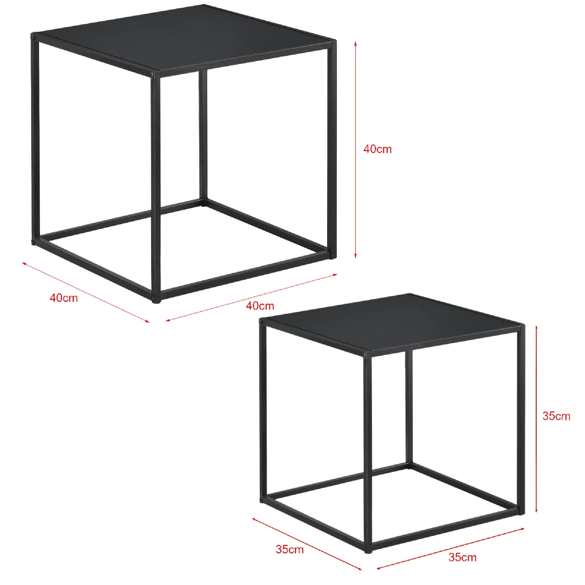 Meilleurs prix pour Lot de 2 tables basses carrées métal noires