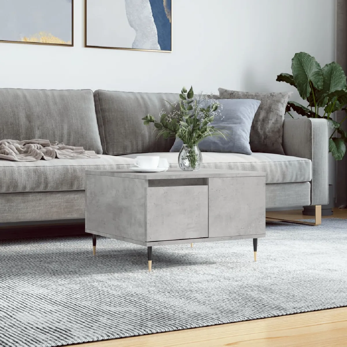 vidaXL - Table basse - Gris béton - 55 x 55 x 36,5 cm - Image 2