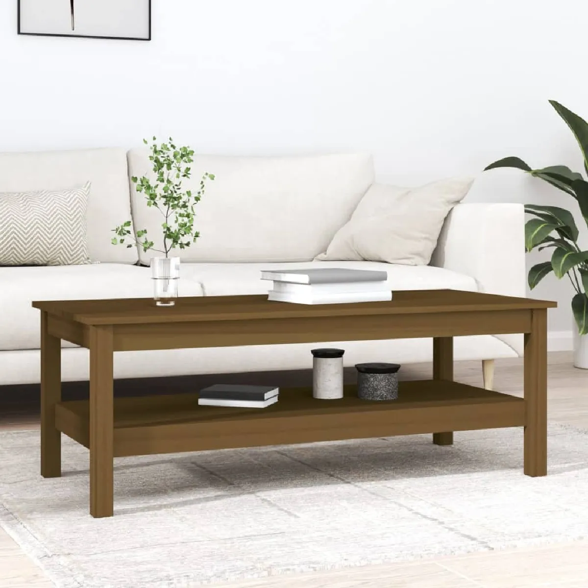 Comparer les prix de Maison Chic Table basse marron miel - 110x50x40 cm
