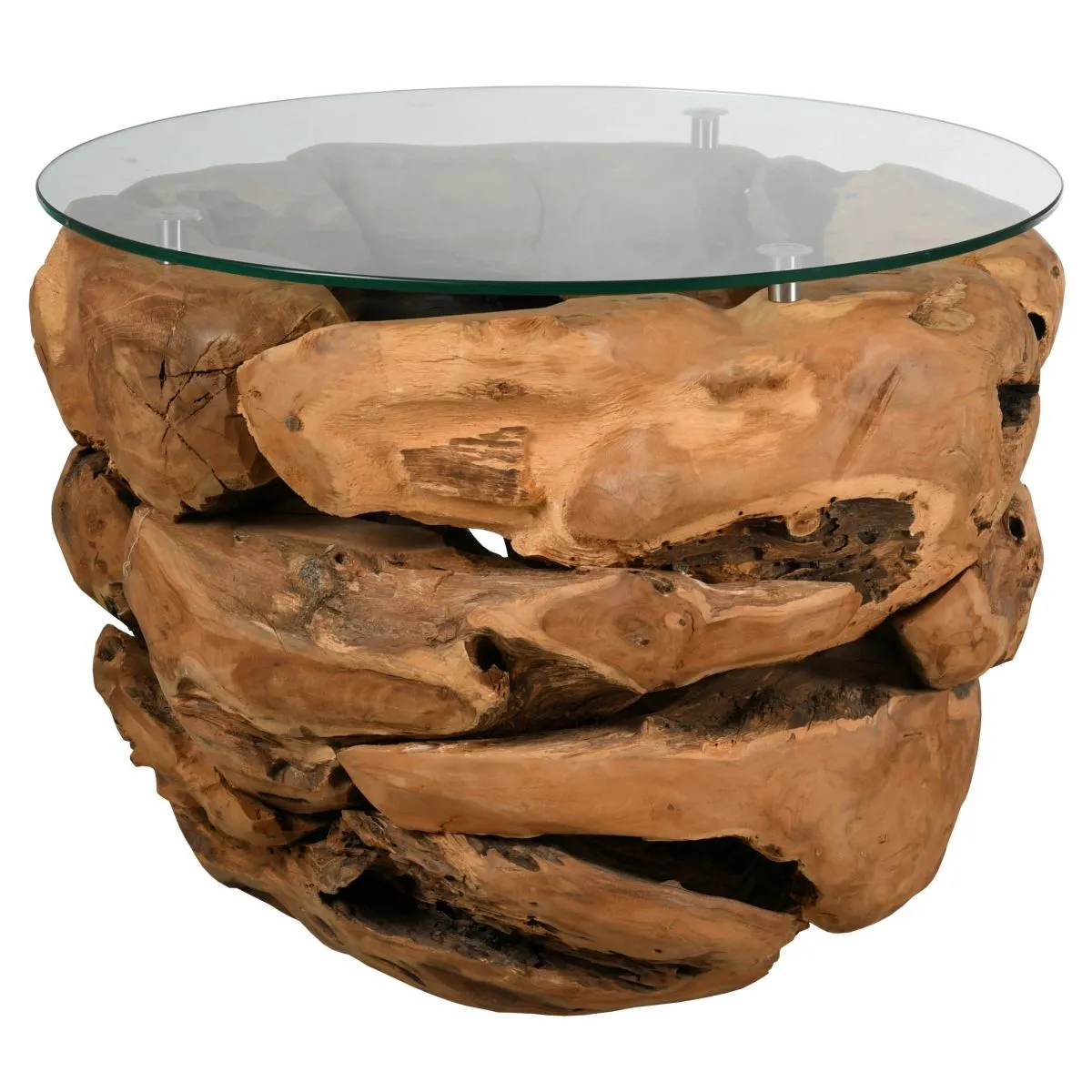 Comparer les prix de Aubry Gaspard Table basse Cavi - Teck et verre