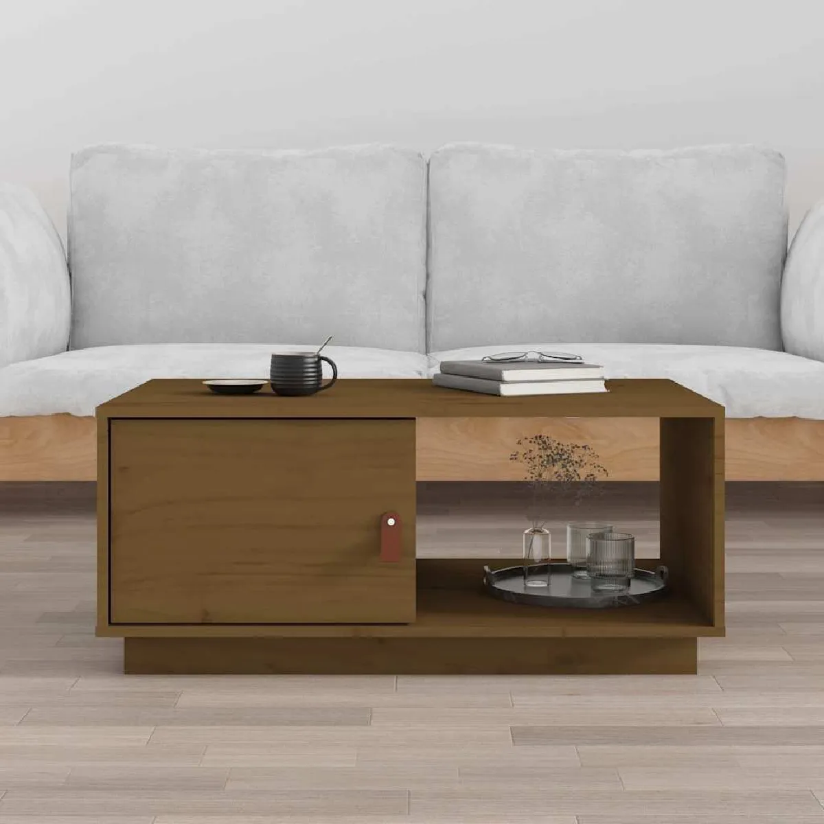 VIDAXL - Table basse - Bois de pin massif - Marron - 80 x 50 x 35,5 cm - Image 2