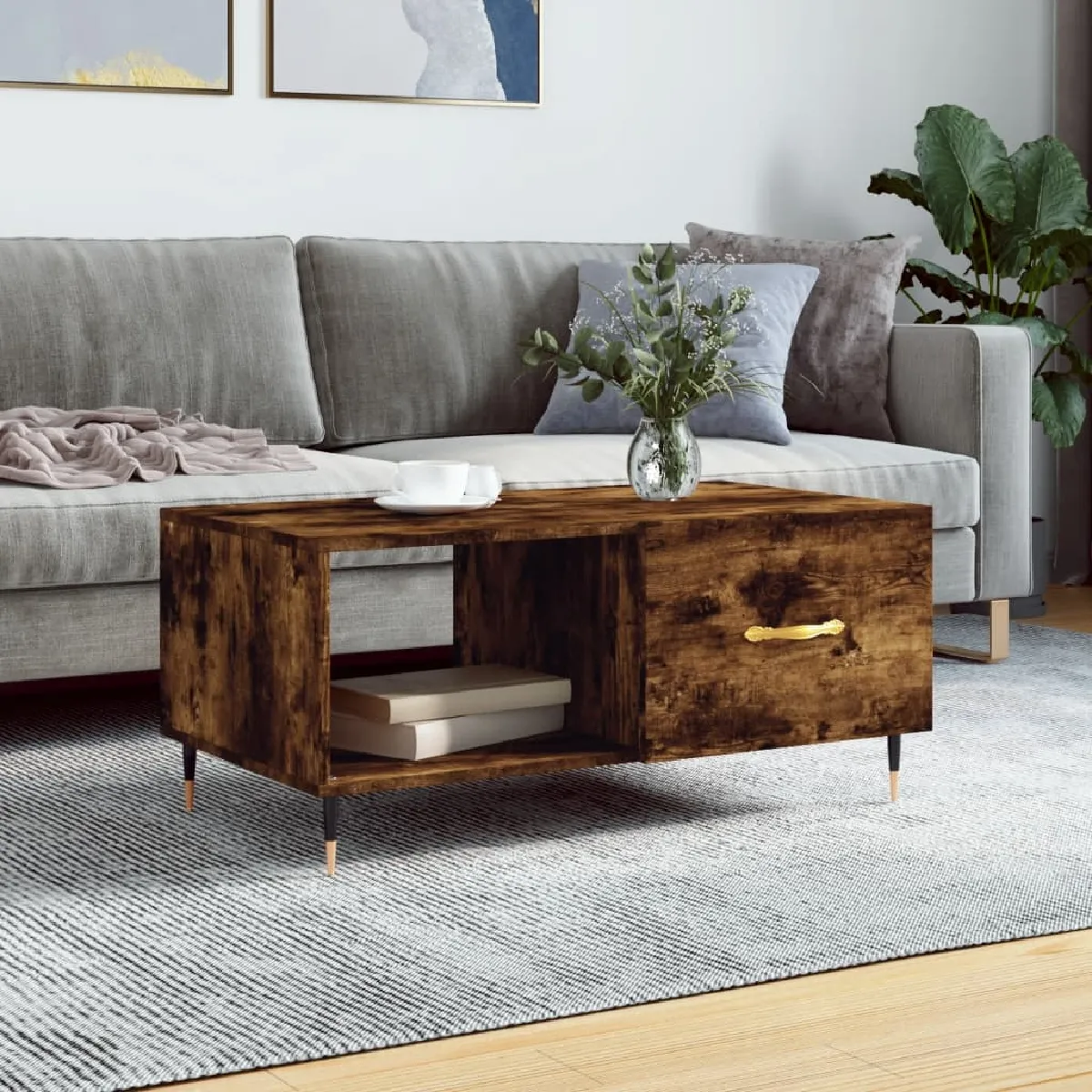 Vidaxl Table basse Chêne fumé 90x50x40 cm
