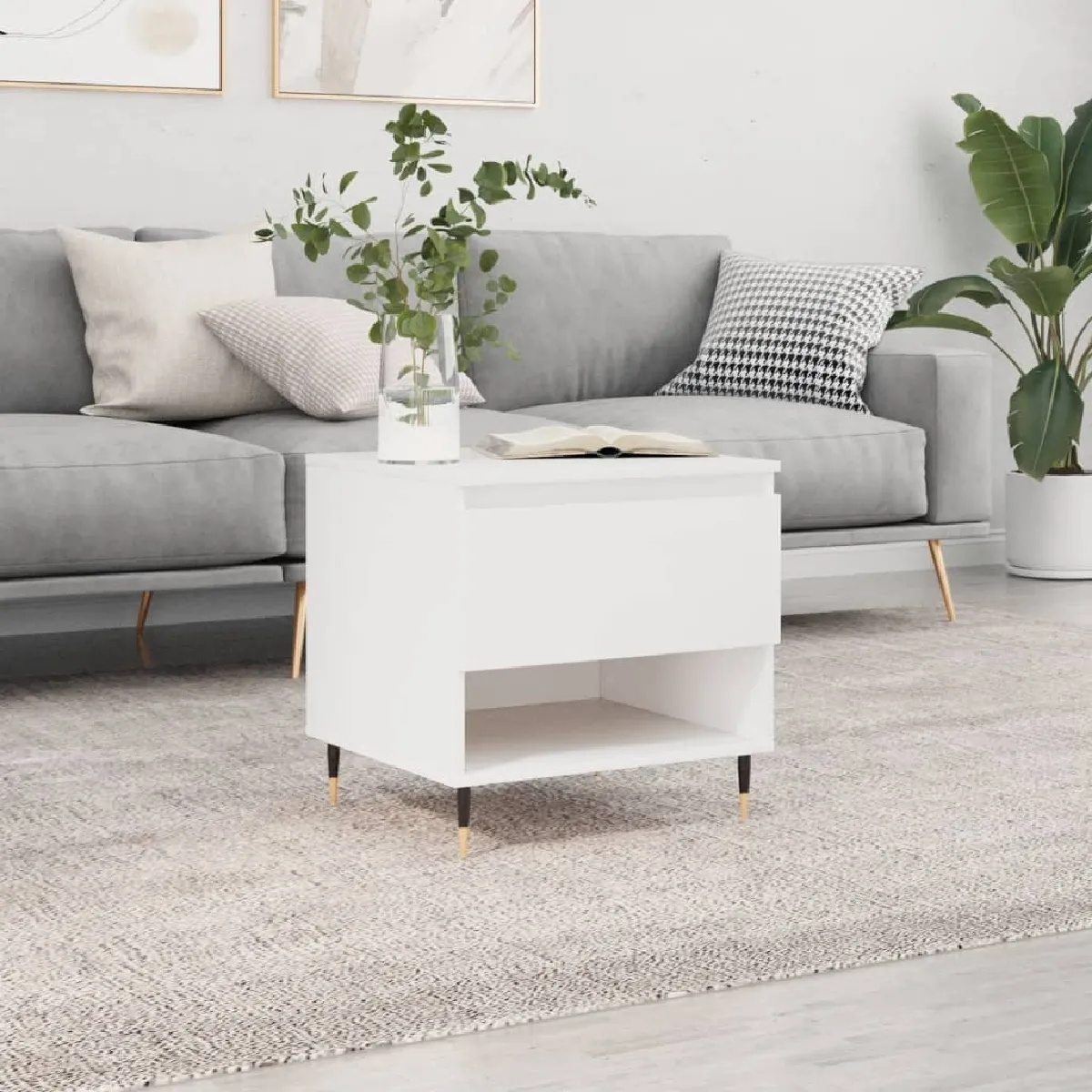 Vidaxl Blanc Table Basse 50X46x50 Cm Bois D'ingénierie 830892 - Image 2