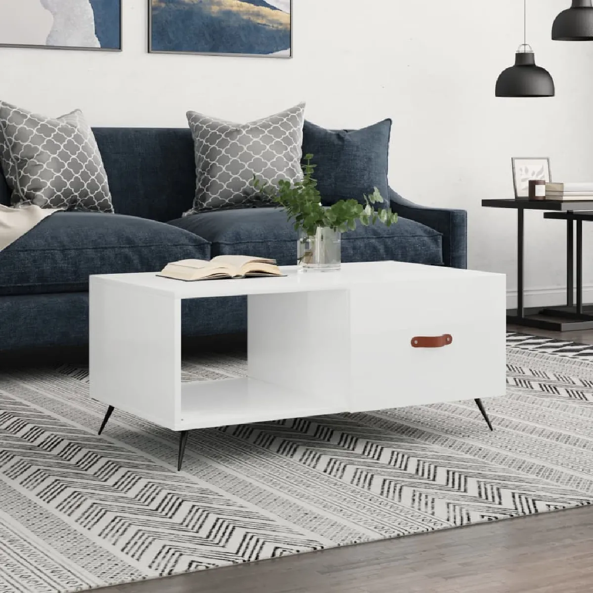 Meilleurs prix pour vidaXL Table basse 90x50x40 cm - Blanc brillant