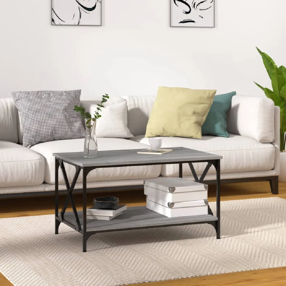 VIDAXL Table basse Sonoma gris - 80 x 50 x 45 cm