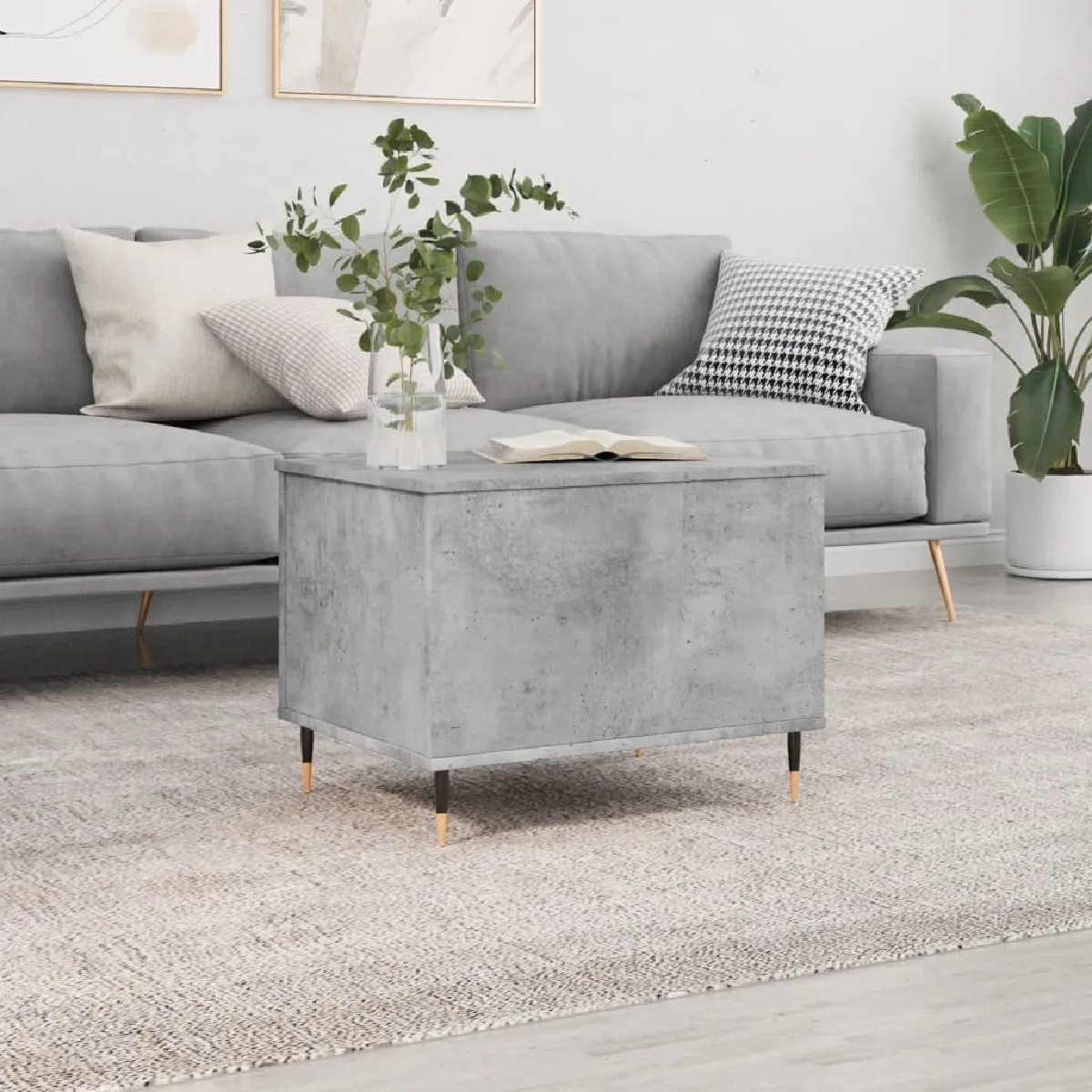 vidaXL Table basse Gris béton relevable