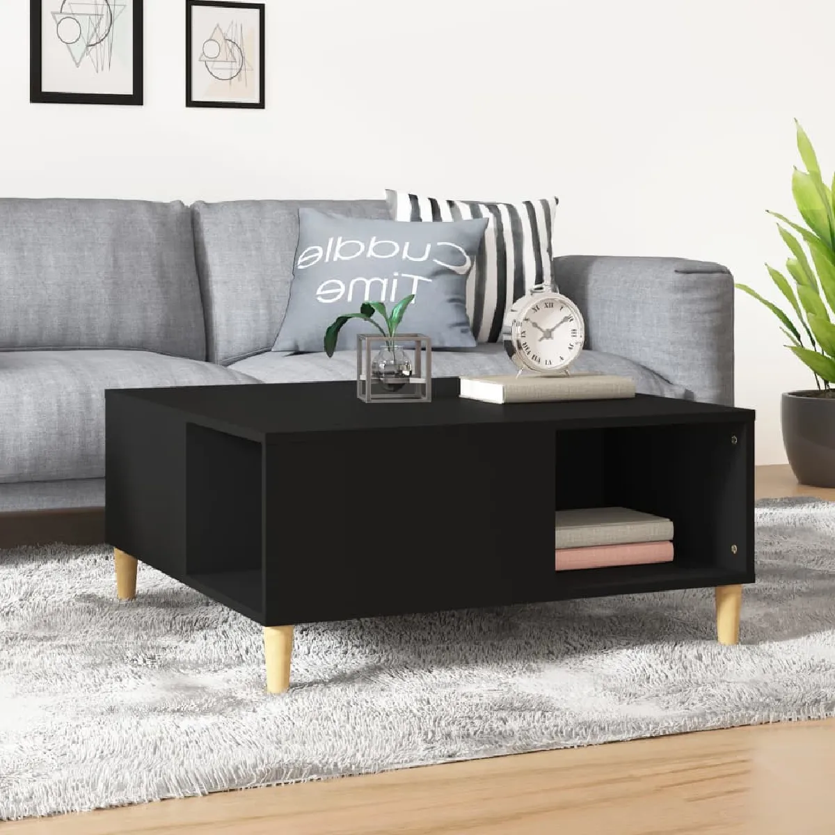 Comparer les prix de vidaXL Table Basse Noir Bois