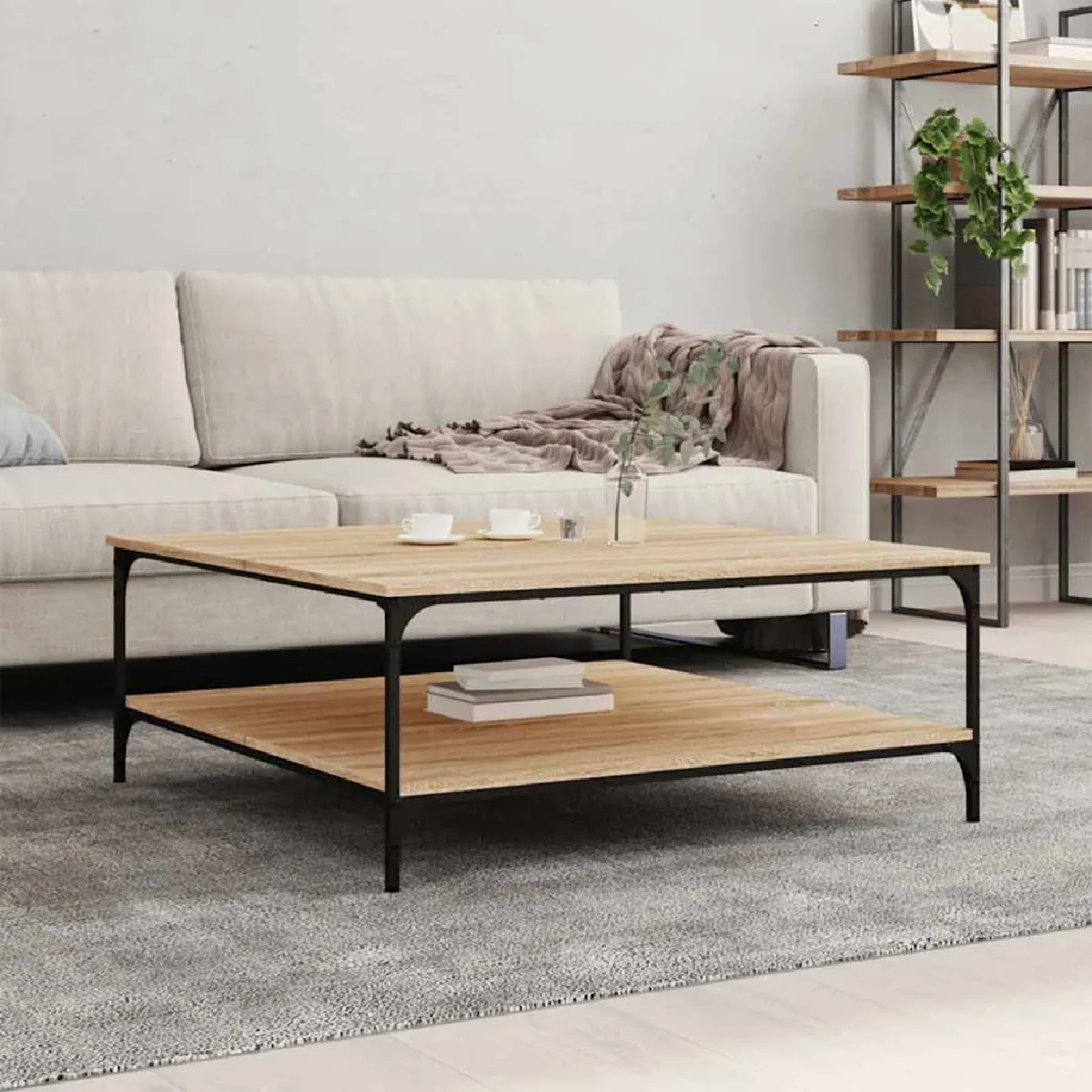 vidaXL Table basse chêne sonoma 100x100x40 cm bois d'ingénierie