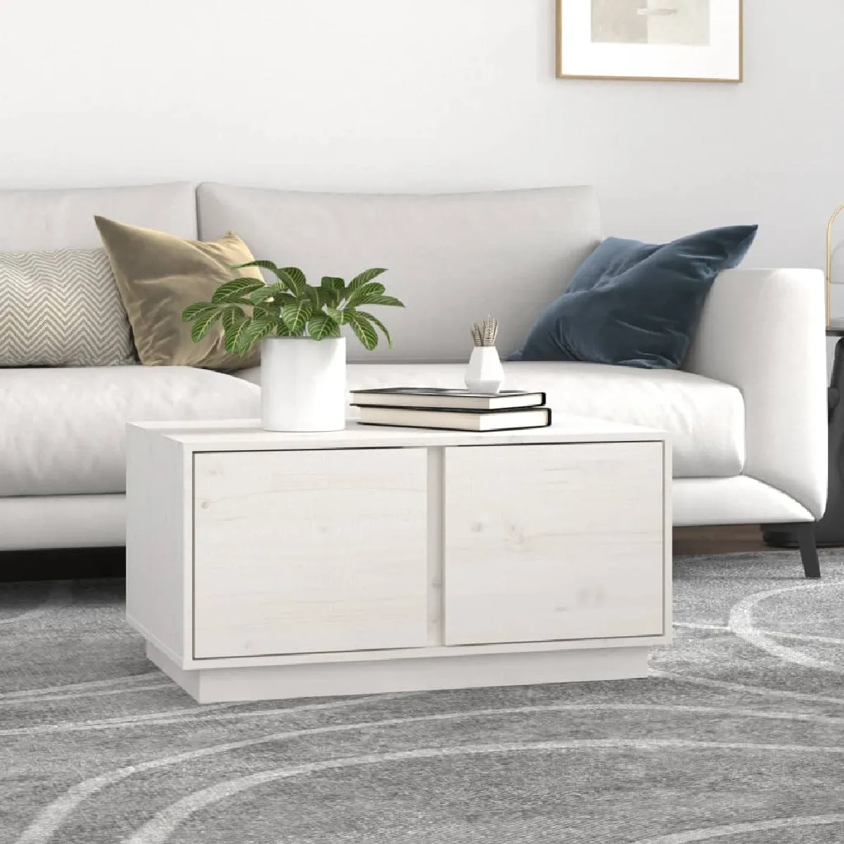Vidaxl Blanc Table Basse 80X50x40 Cm Bois De Pin