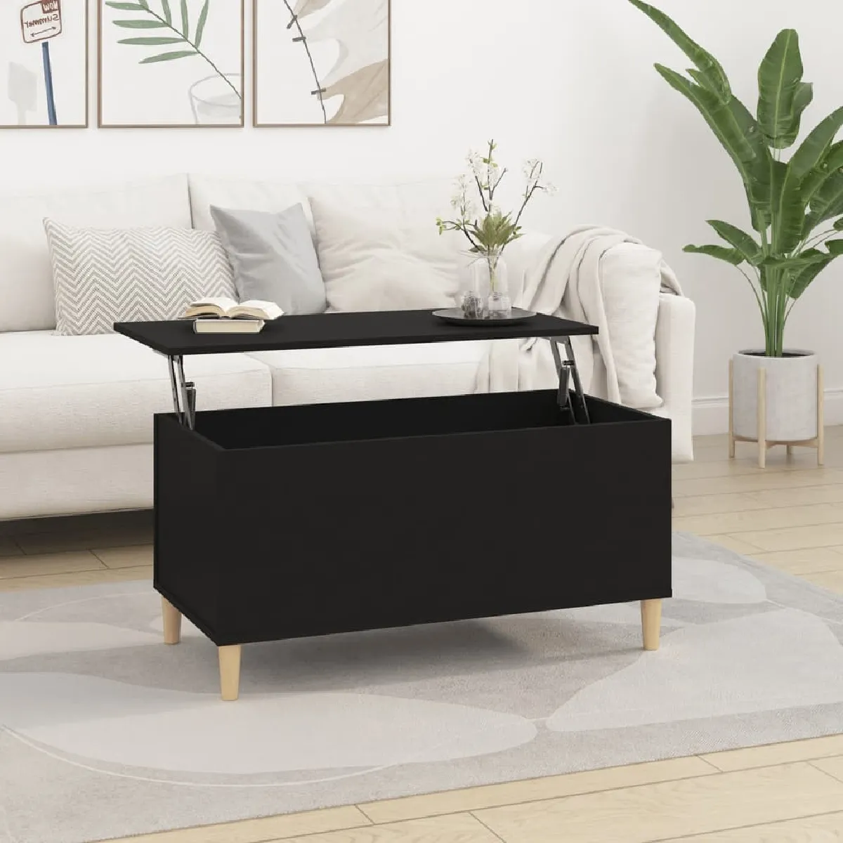 Meilleurs prix pour Maison Chic Table basse avec plateau relevable - Noir
