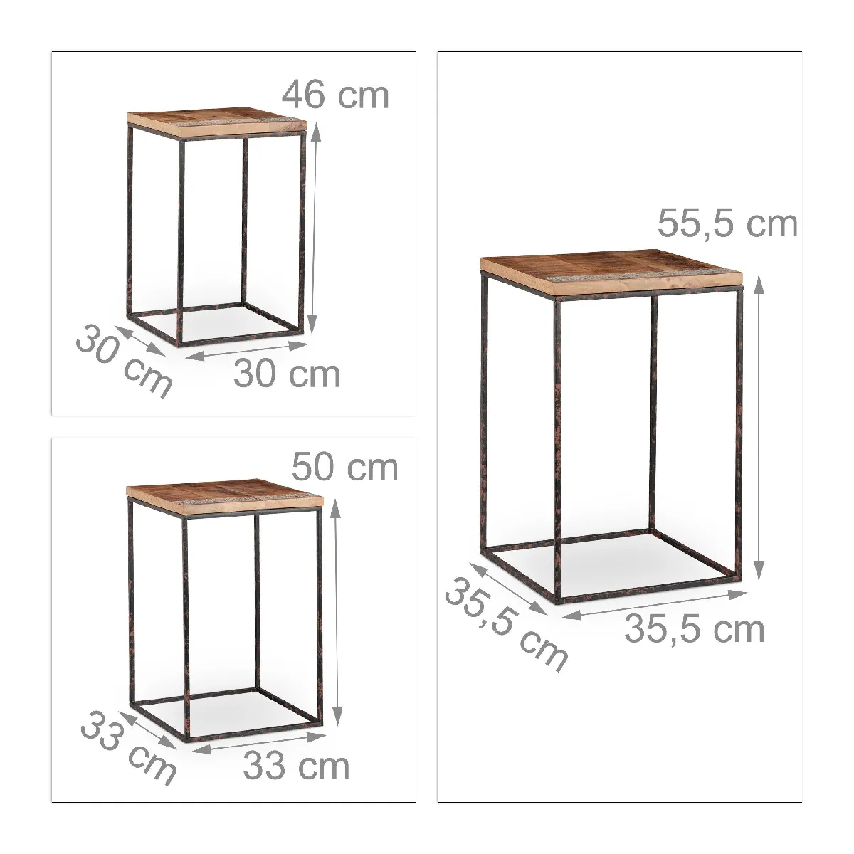 Comparer les prix de Lot de 3 tables d'appoint en bois de manguier