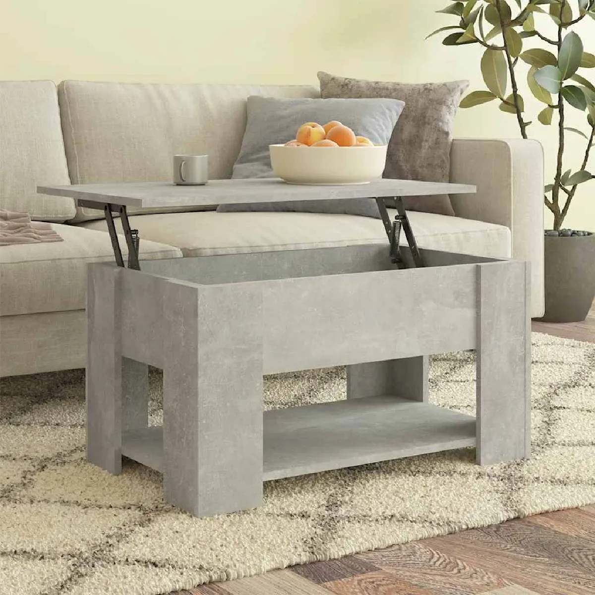 vidaXL - Table basse - Relevable - Gris - 79x49x41 cm - Image 2