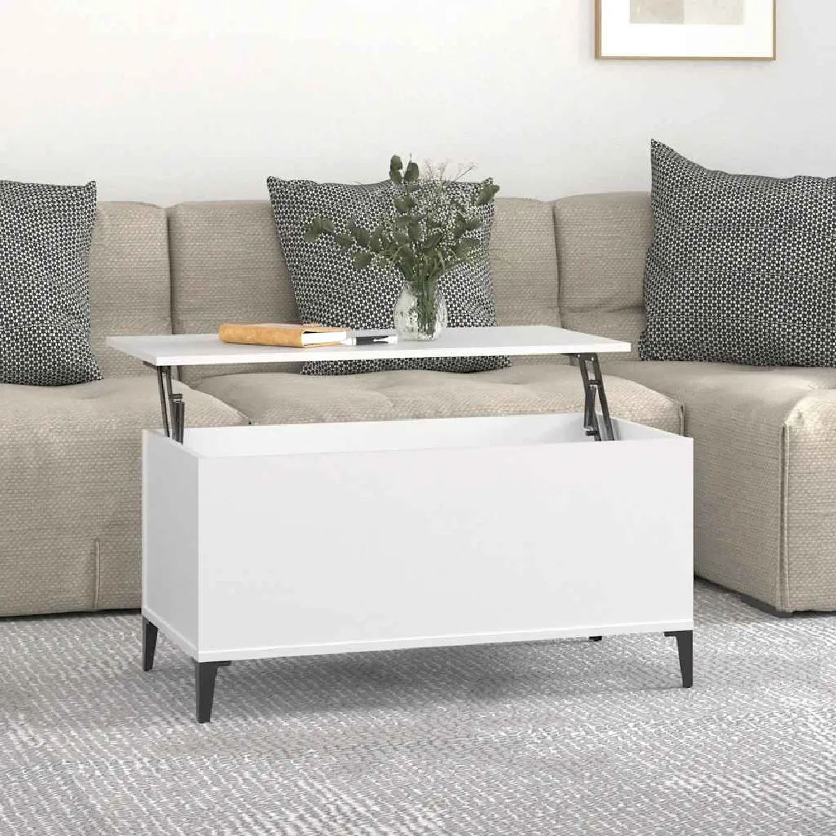 VIDAXL - Table basse - 90x44,5x45 cm - Blanc - Image 2