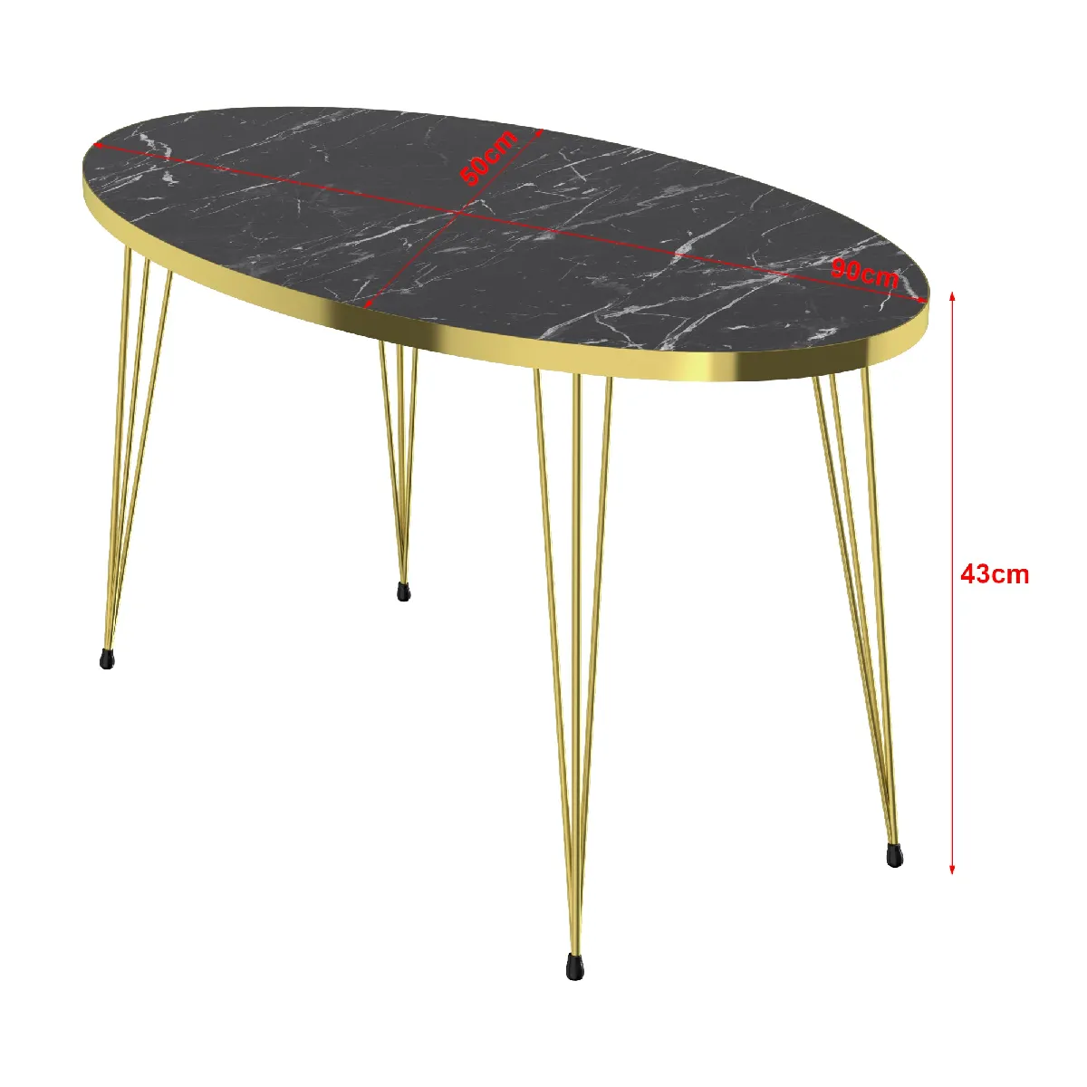 Meilleurs prix pour Helloshop26 Table basse ovale - Marbre noir/or
