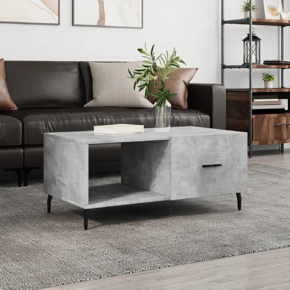 Comparer les prix de Maison Chic Table Basse Gris Béton - MN21221
