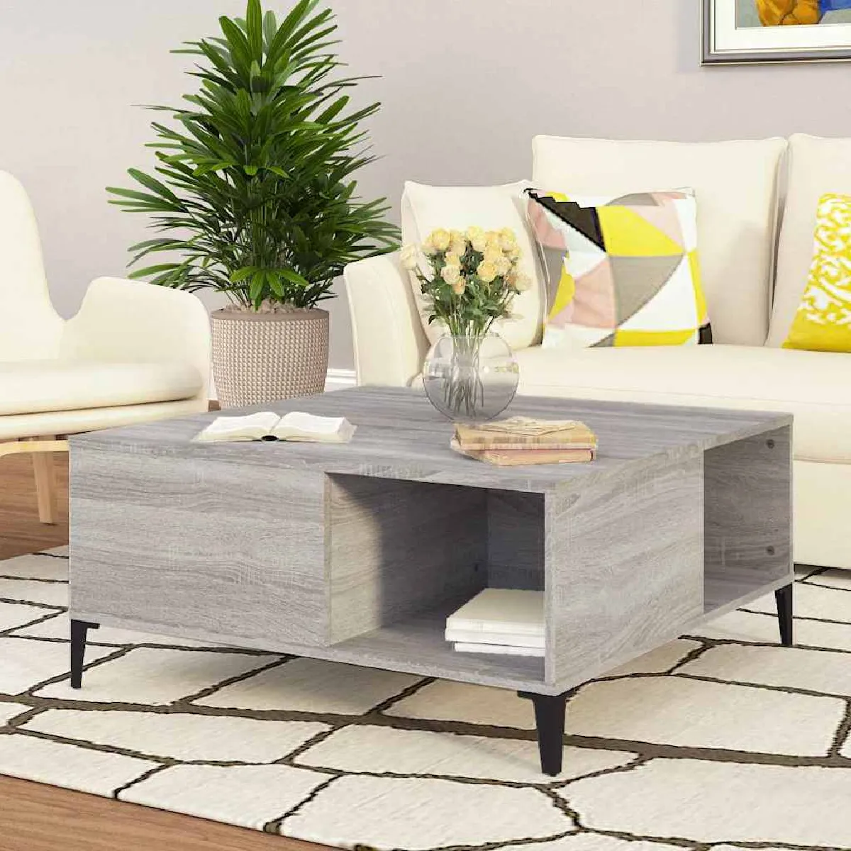 VIDAXL - Table basse - 80x80x36,5 cm - Gris - Image 3