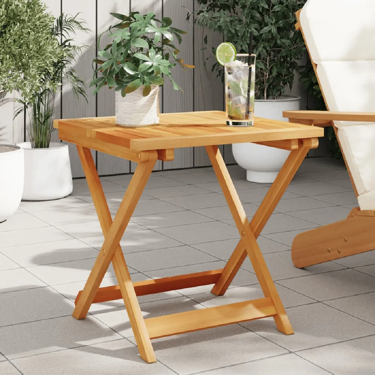 vidaXL Table pliable de jardin 50x50x50 cm bois d'acacia solide table table de patio table de pique nique table 364893 - vue 2