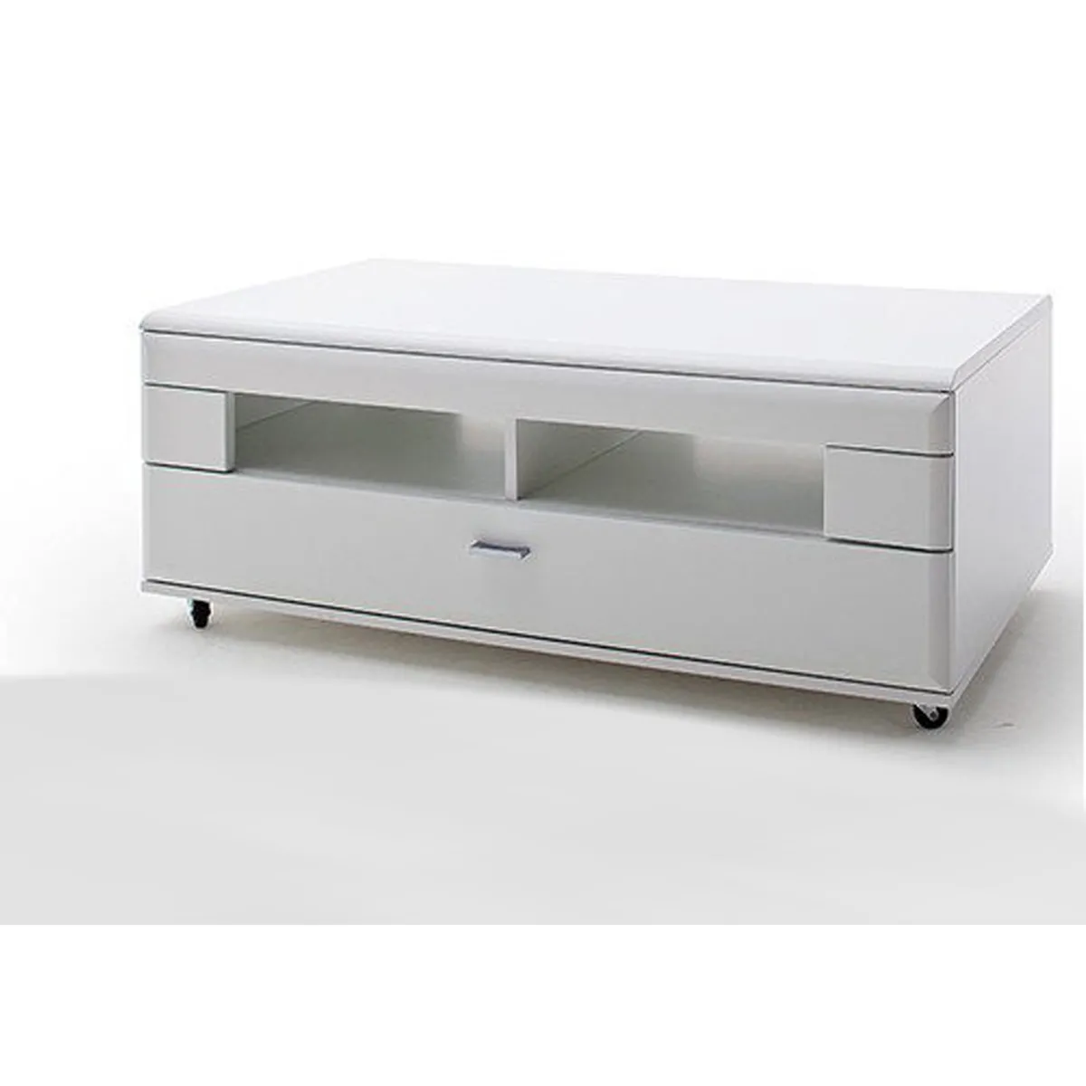 Pegane Table basse avec rangement blanc mat