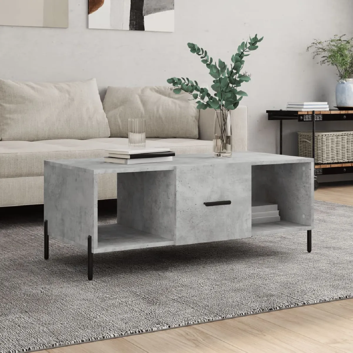 Non Communiqué Gris Vidaxl Table Basse Béton 102X50x40 Cm Bois D'ingénierie829312 - Image 2