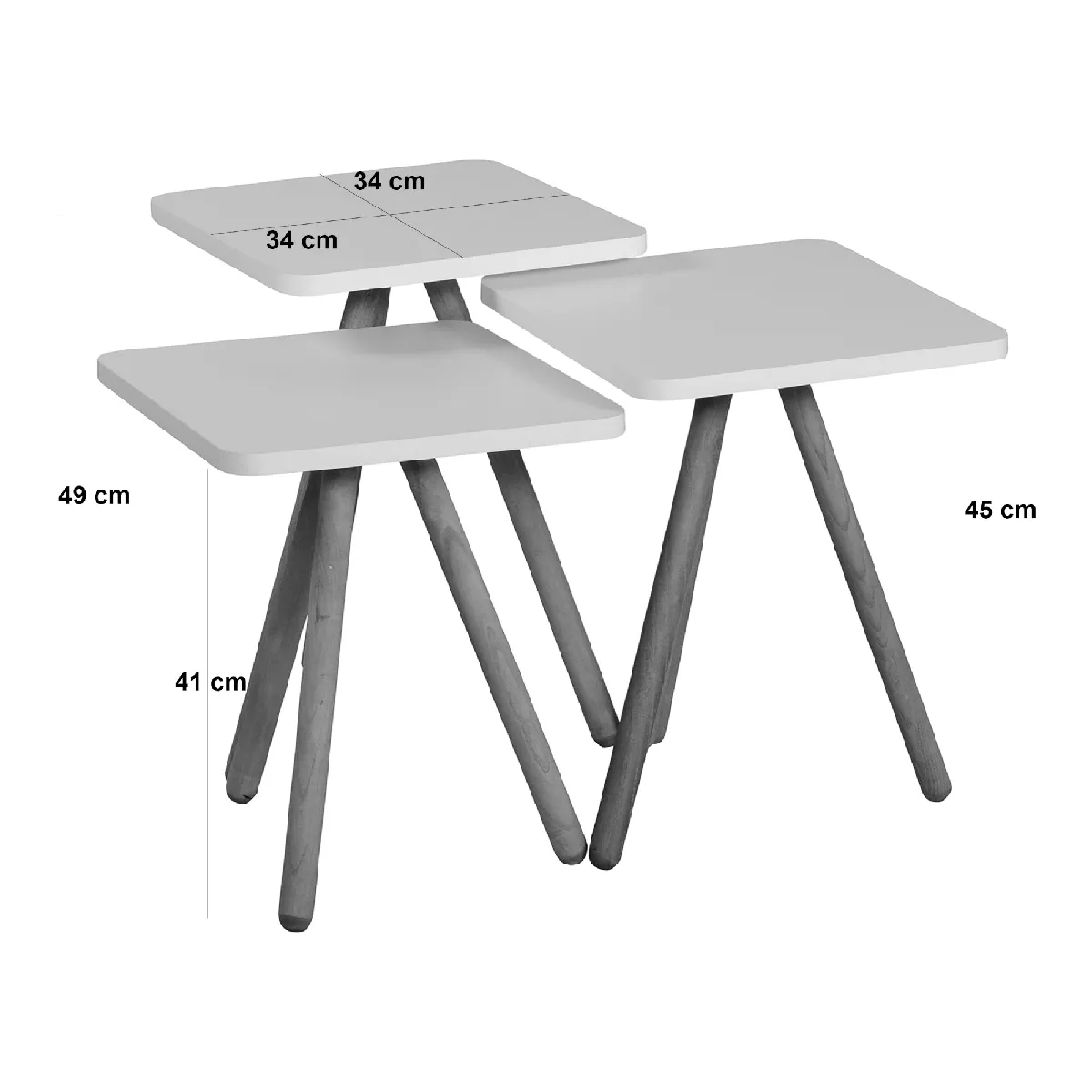 Comparer les prix de Set tables d'appoint carrées - Blanc/Gris/Rose
