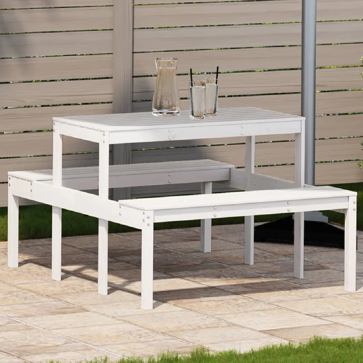 vidaXL Table de Pique nique Table à Manger Rectangulaire Meuble de Camping Jardin Terrasse Patio Extérieur Moderne 832558 - vue 2