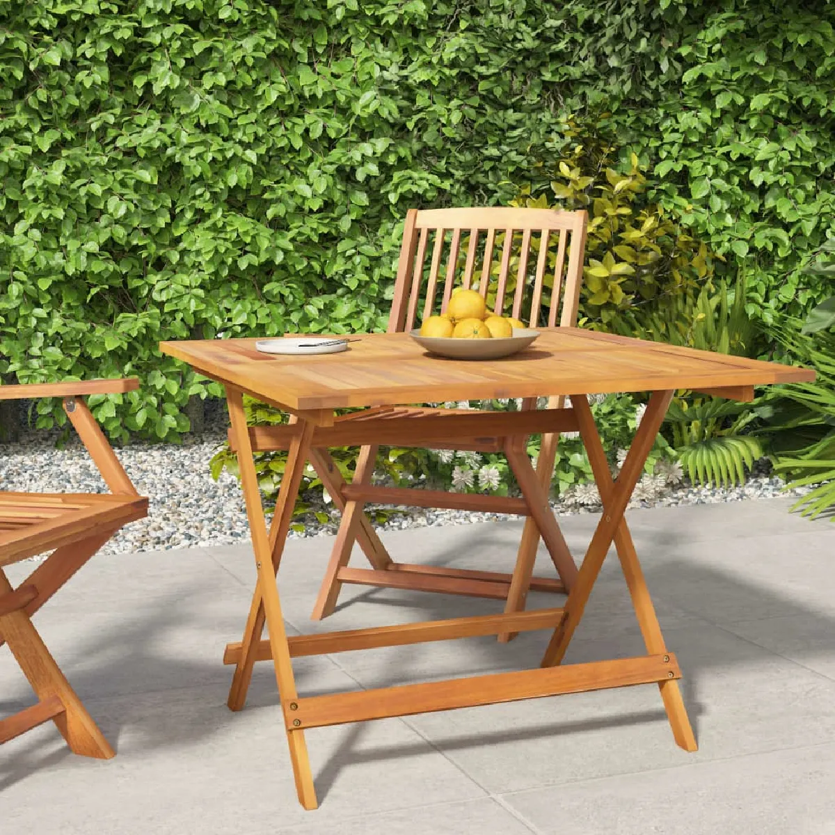 VIDAXL Table pliable de jardin 90x90x75 cm Bois d'acacia solide - vue 1