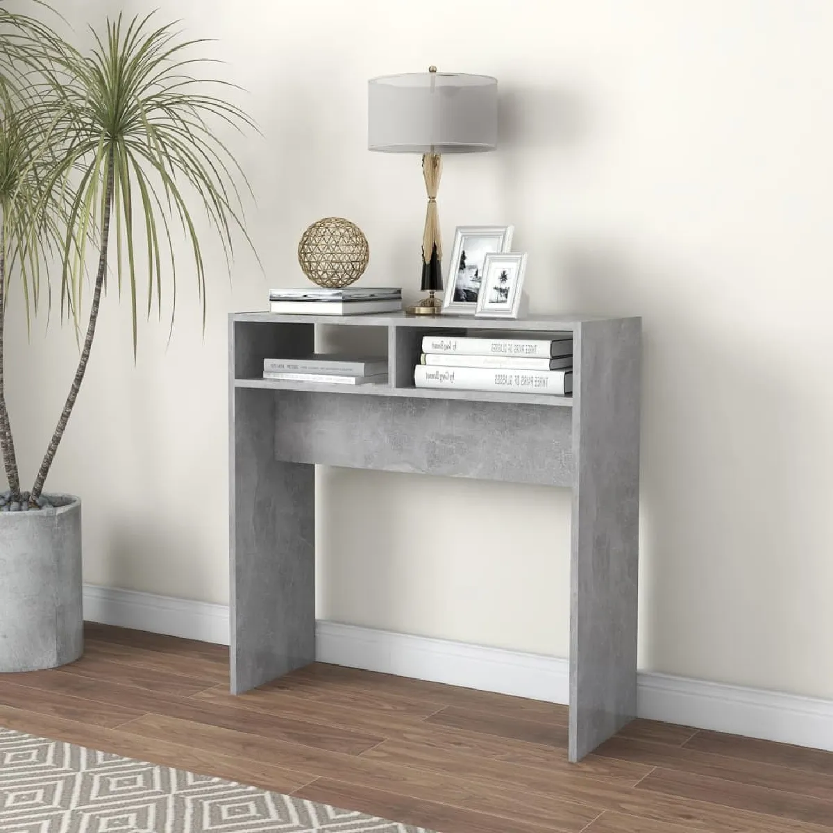 Non Communiqué Gris Béton Table Console 78X30x80 Cm Bois D Ingénierie - Image 3