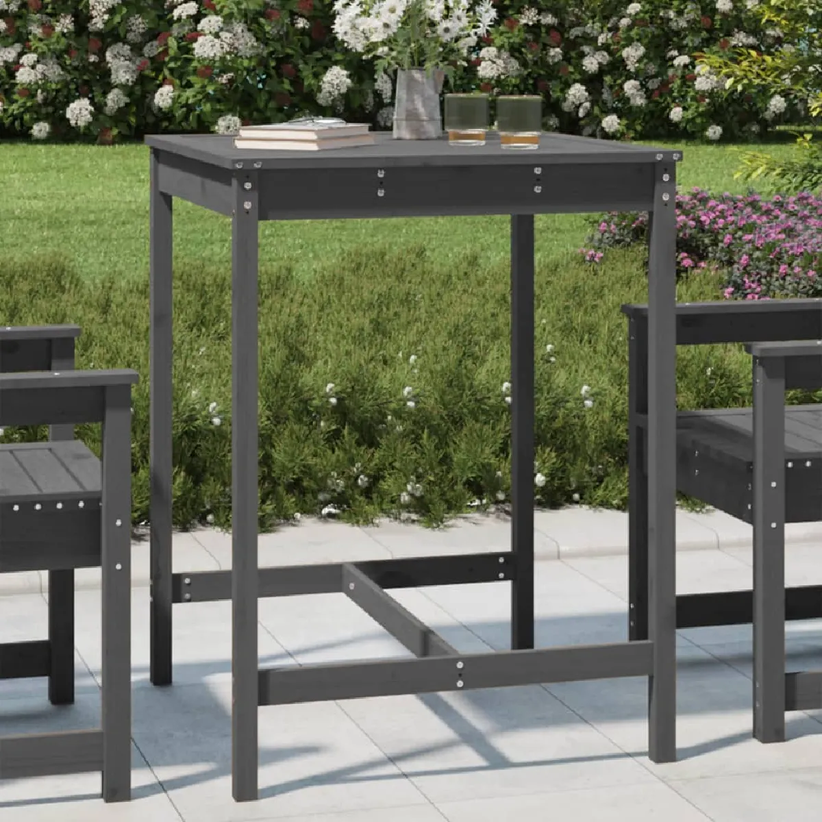 Vidaxl Table de jardin Gris - vue 1