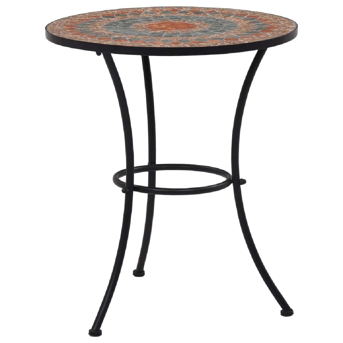 Vidaxl Gris Table De Bistro Mosaïque Orange 60 Cm Céramique - Image 3