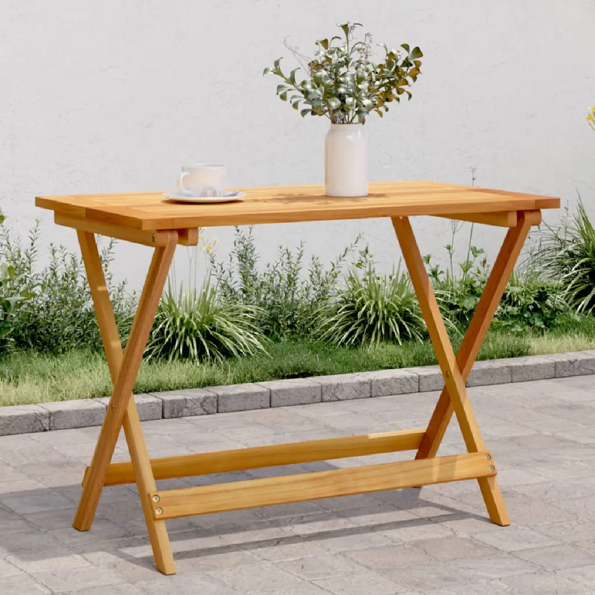 vidaXL Table pliable de jardin 90x52 5x65 cm bois d'acacia solide table table de patio table de pique nique table 364894 - vue 2