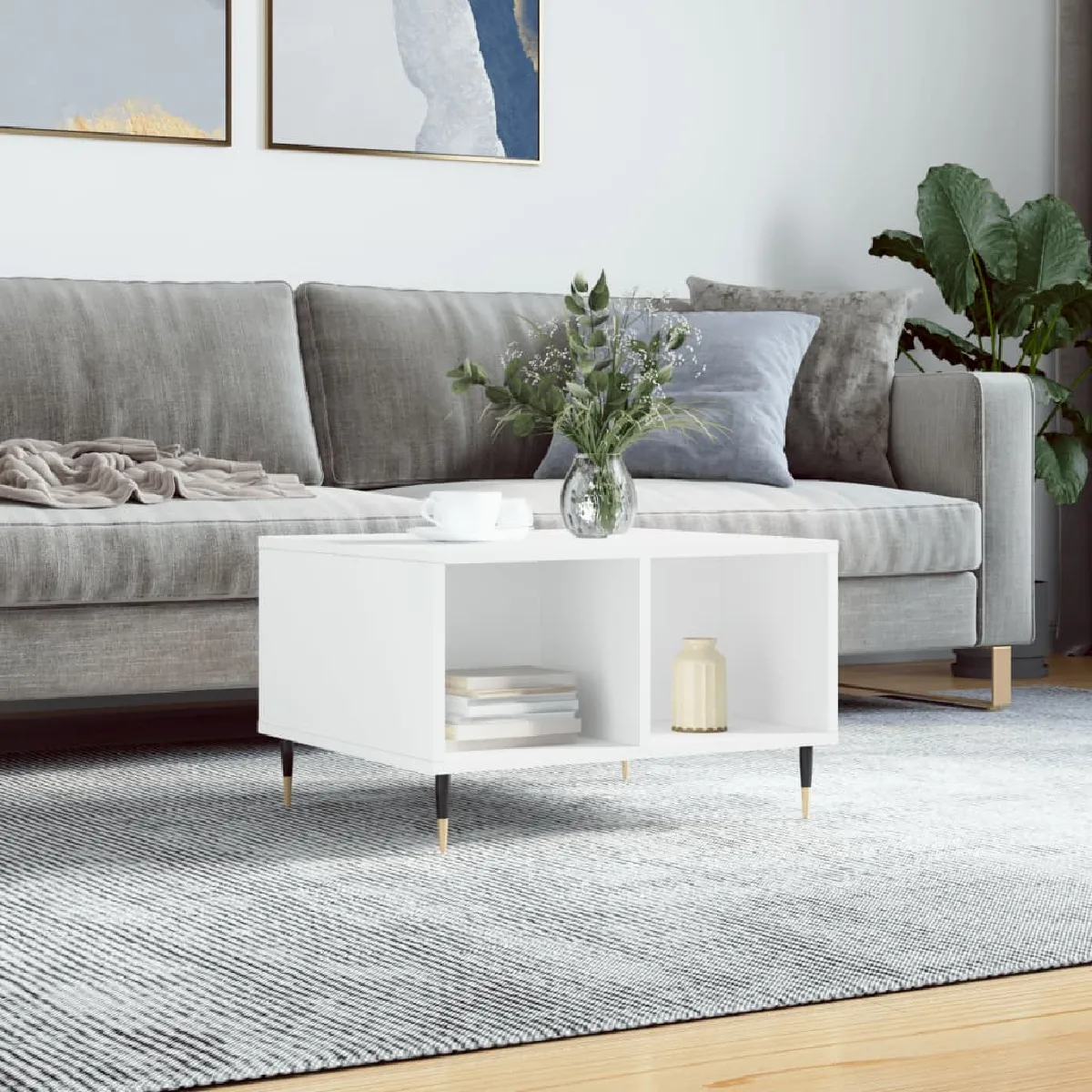 VidaXL Table Basse Blanc