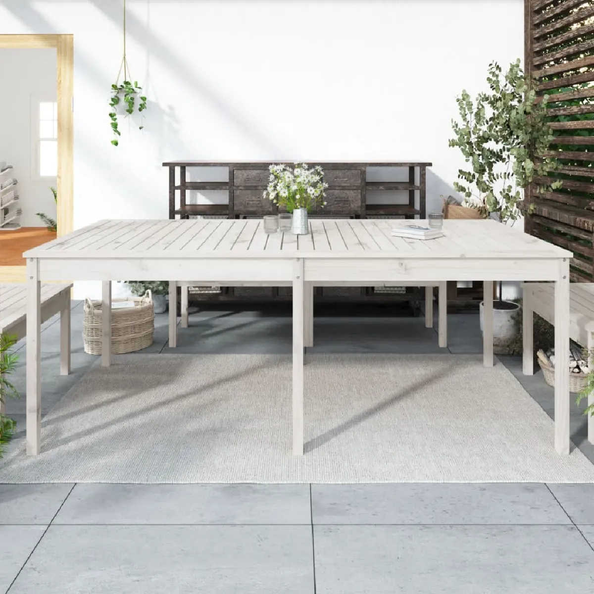 Vidaxl Table de jardin blanc 2035x100x76 cm bois massif de pin 823984