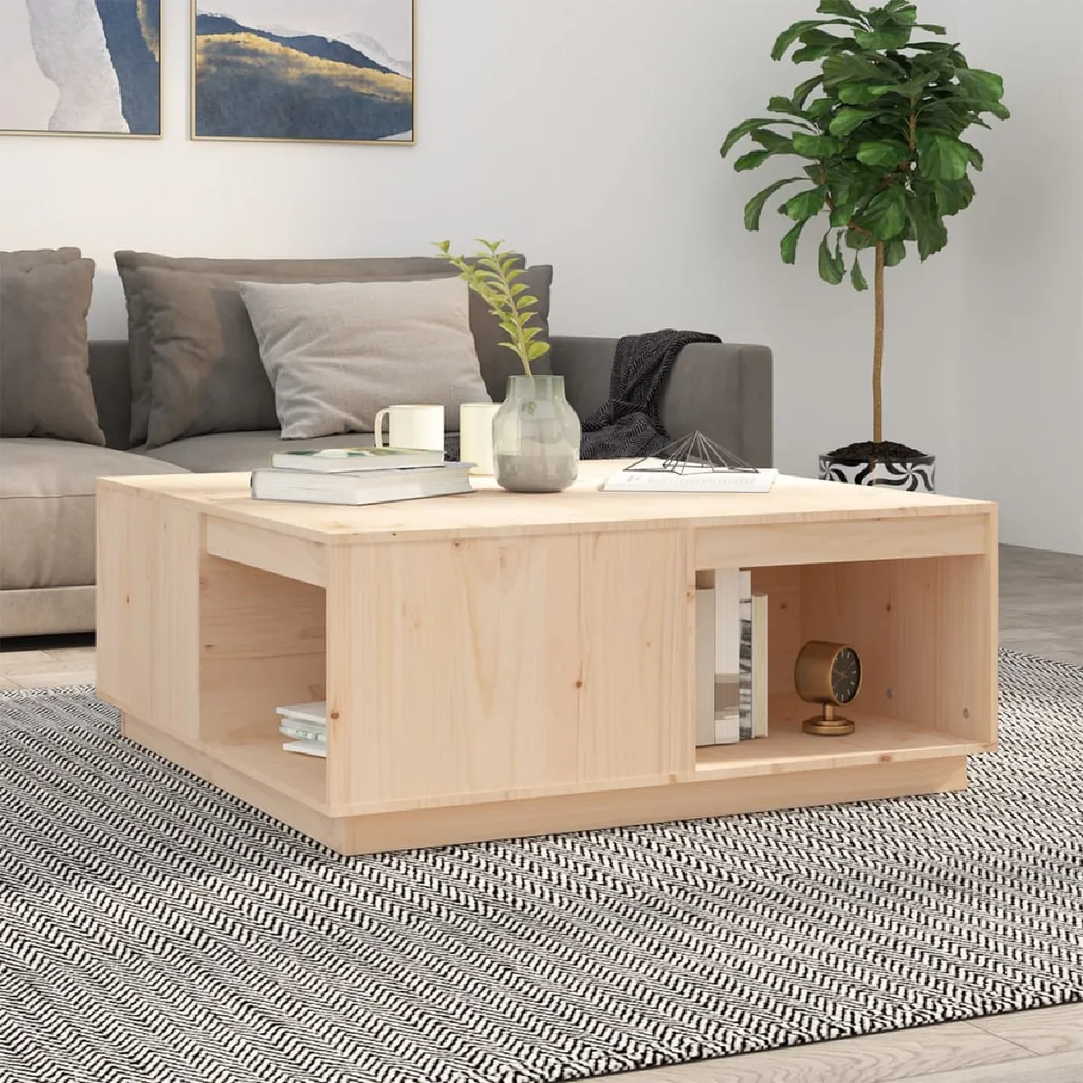 Non Communiqué Bois Vidaxl Table Basse 100X101x40,5 Cm Massif De Pin814519 - Image 3