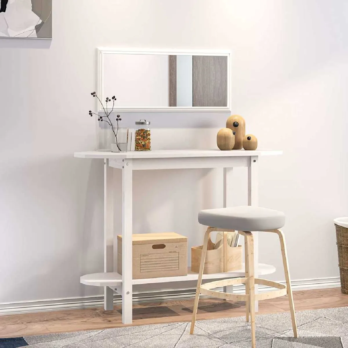 Vidaxl Blanc Table Console 110X40x80 Cm Bois Massif De Pin - Image 2