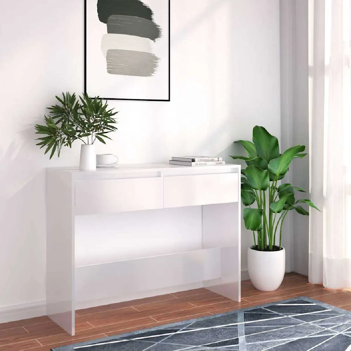 Vidaxl Blanc Table Console 100X35x76,5 Cm Bois D Ingénierie - Image 2