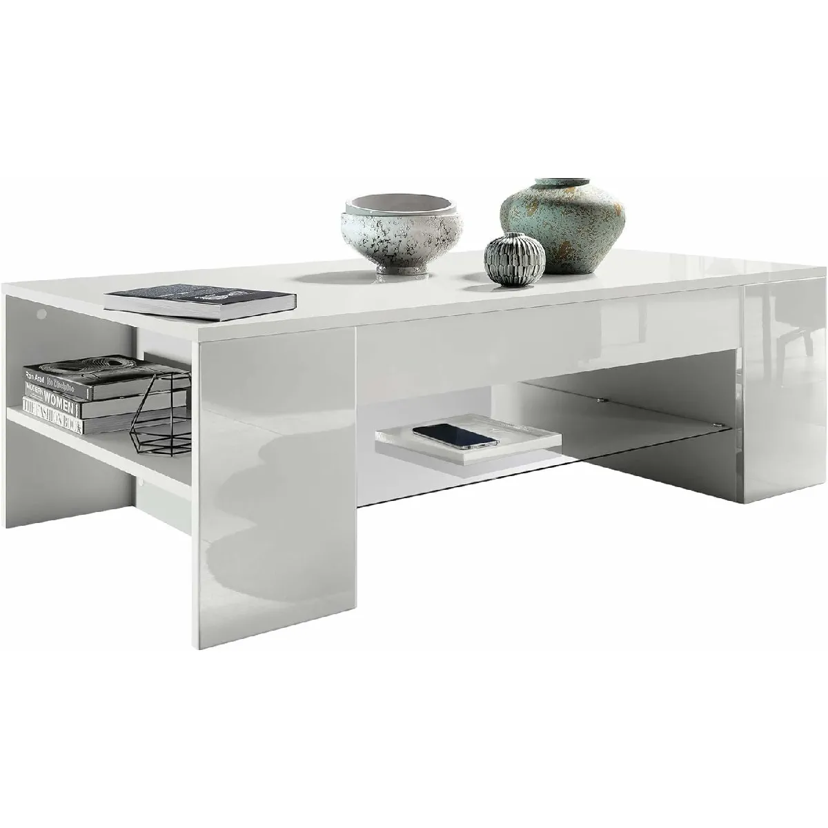 Comparer les prix de MPC Table de salon - Blanc mat/blanc brillant