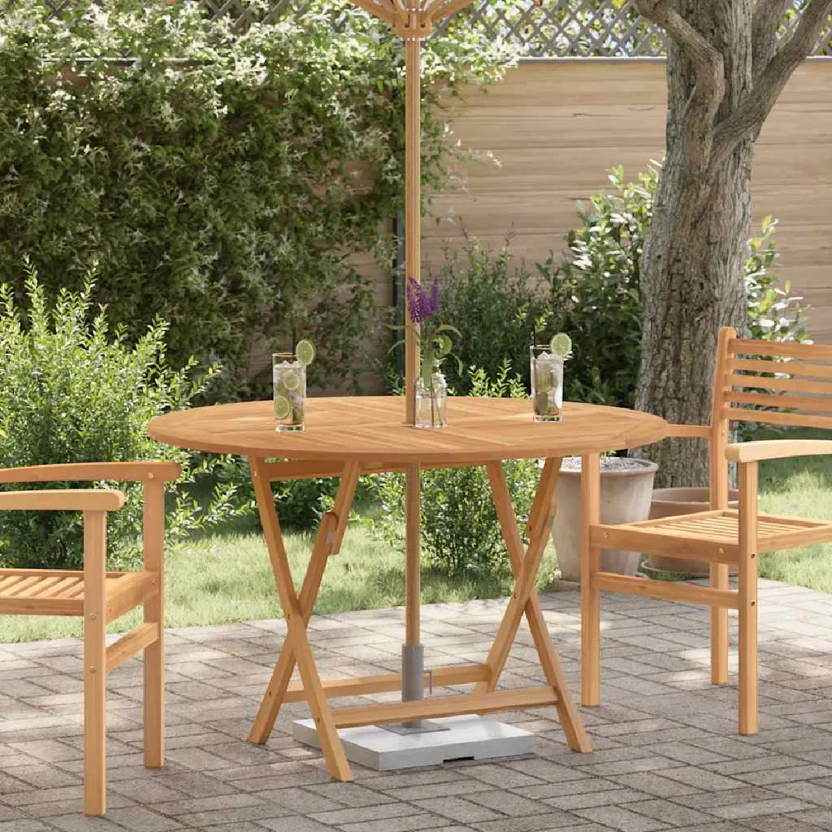vidaXL Table pliable de jardin Bois massif de teck - vue 1