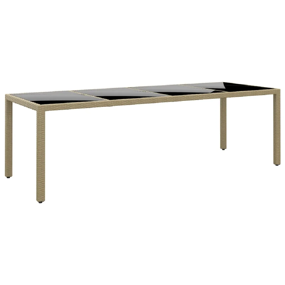 VIDAXL - Table de jardin - Résine tressée - Beige - Image 3