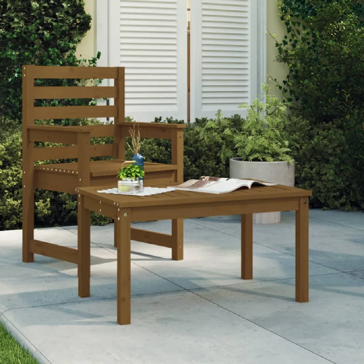 vidaXL Table de jardin miel