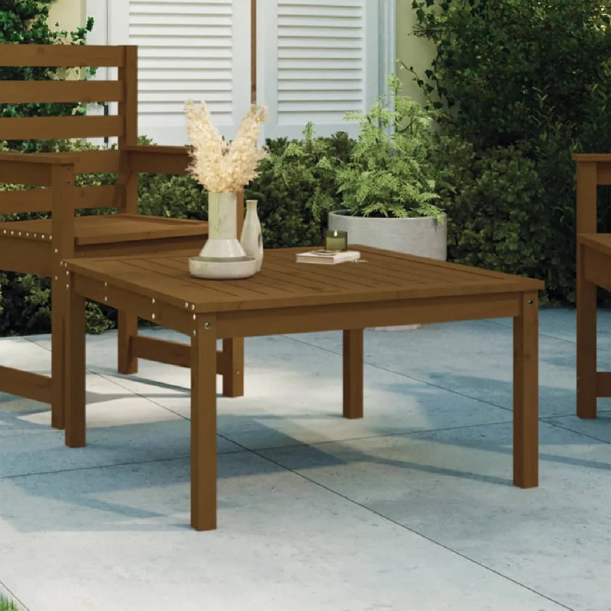 vidaXL Table de jardin 82 5x82 5x45 cm Bois Massif de Pin Miel