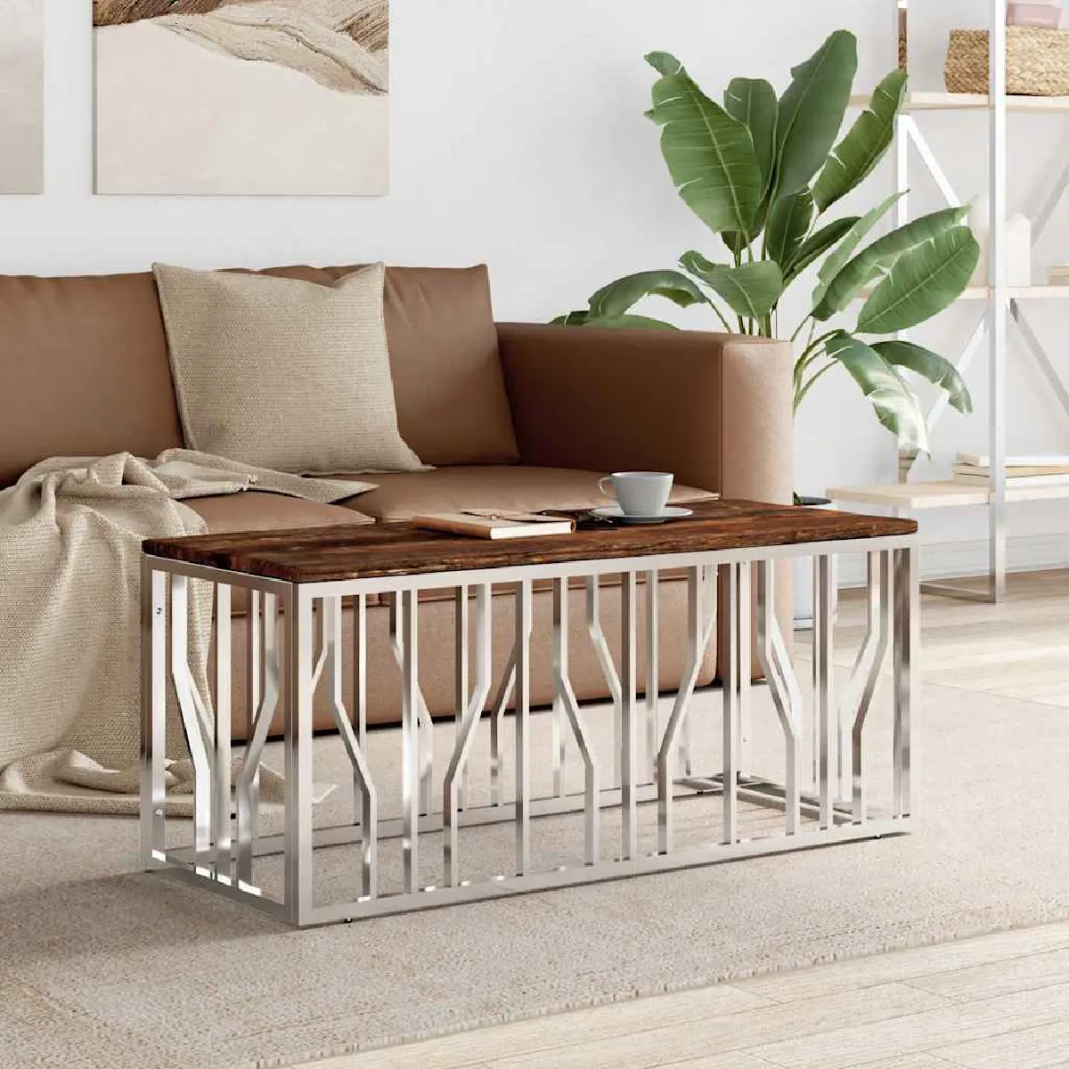 Vidaxl Table Basse Bois De Récupération/Acier