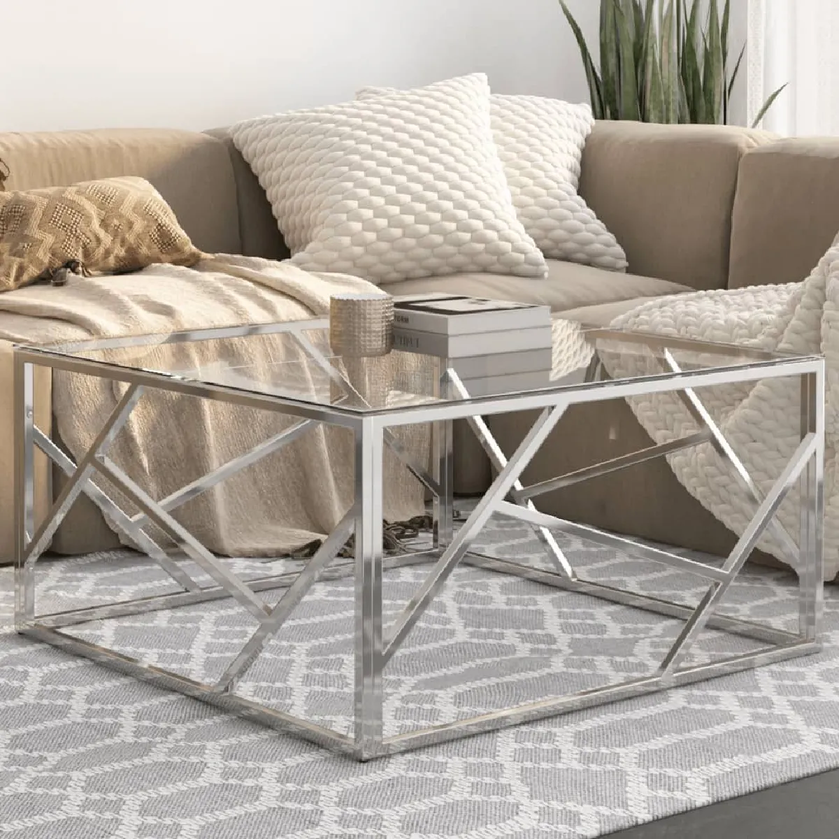 Meilleurs prix pour vidaXL Table basse - Argenté 80x80x40 cm