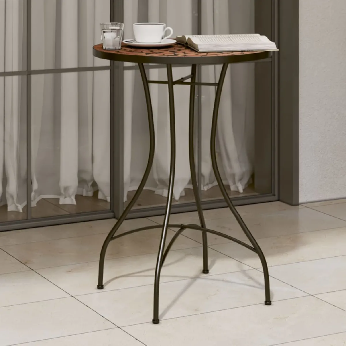 vidaXL Table de bistro mosaïque cuite Ø50x70 cm