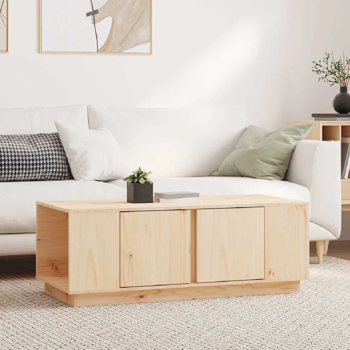 Vidaxl Table Basse 110X50x40 Cm Bois Massif De Pin - Image 3