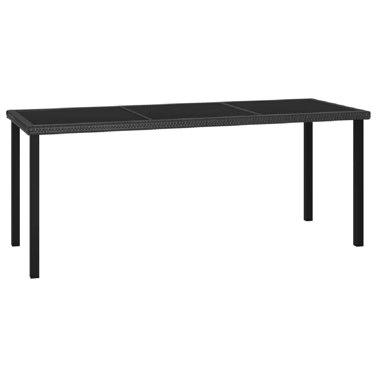 Table à dîner vidaXL 180x70x73 cm Résine tressée Verre trempé - vue 2
