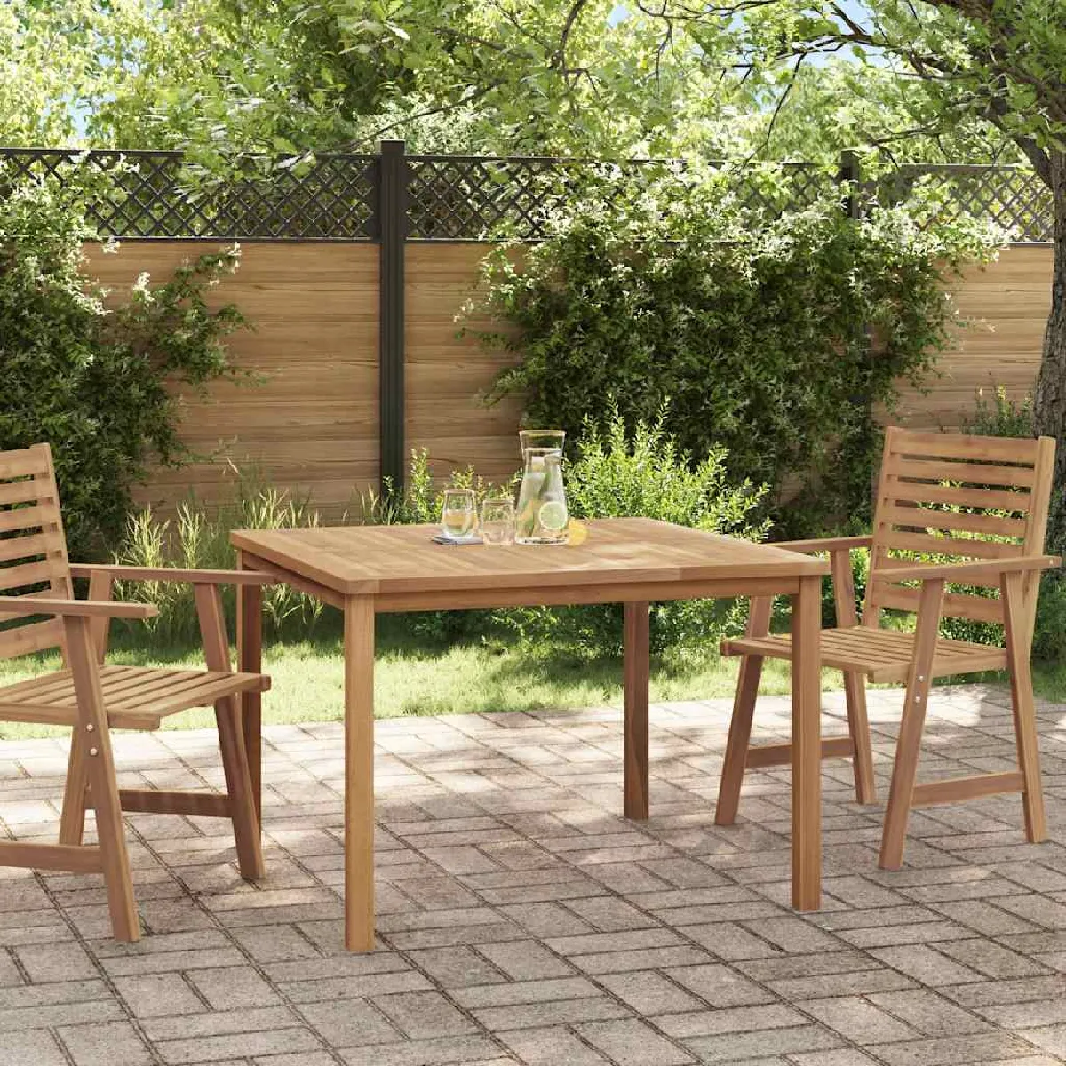 vidaXL Table à dîner de jardin 110x110x77 cm Bois de teck