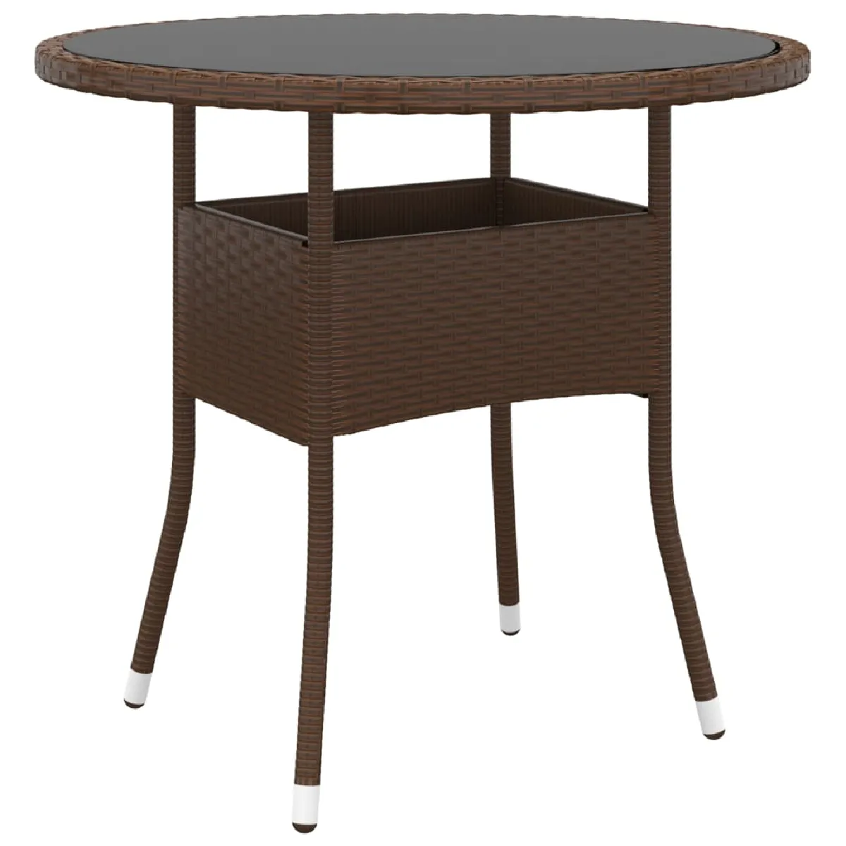Vidaxl Table de jardin Ø80 cm Résine tressée et verre - vue 1