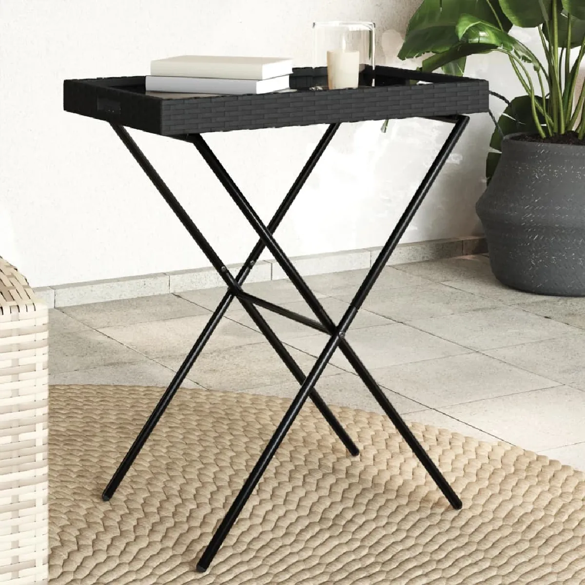vidaXL Table à Plateau Pliable Table à Manger Table de Repas Meuble de Patio Balcon Terrasse Arrière cour Extérieur 365127 - vue 2